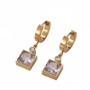 The new cross-border unisex golden square zirconia titanium steel earrings are simple, fashionable, elegant and exquisite. They are dazzling and brilliant Item Picture